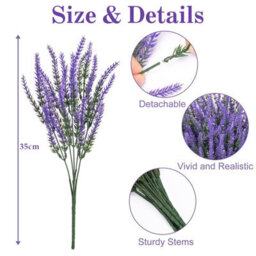 Amorly 24Pcs Purple Artificial Lavender Flowers Outdoor Uv Resistant Fake Flowers No Fade Faux Plastic Plants Window Box Decorating - thumbnail 3
