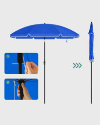 Songmics Beach Parasol, Adjustable Tilt And Height, Sun Shield Umbrella With Carry Bag, Perfect For Patio, Garden, Balcony, Blue - thumbnail 7