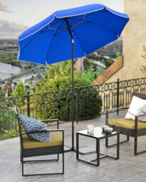 Songmics Beach Parasol, Adjustable Tilt And Height, Sun Shield Umbrella With Carry Bag, Perfect For Patio, Garden, Balcony, Blue - thumbnail 1