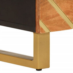Berkfield Durable Tv Cabinet Brown And Black 100X33.5X46 Cm Solid Wood Mango - thumbnail 9