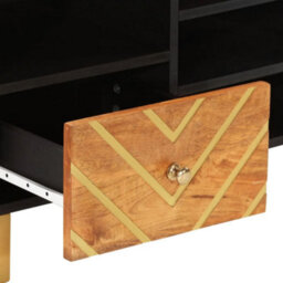 Berkfield Durable Tv Cabinet Brown And Black 100X33.5X46 Cm Solid Wood Mango - thumbnail 7