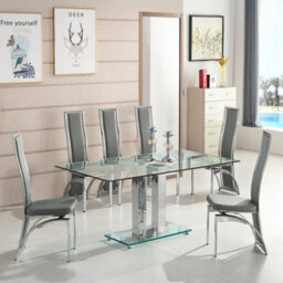Furniture in Fashion Jet Large Clear Glass Dining Table With Chrome Supports - thumbnail 6