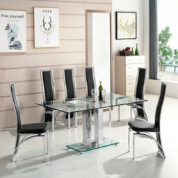 Furniture in Fashion Jet Large Clear Glass Dining Table With Chrome Supports - thumbnail 4