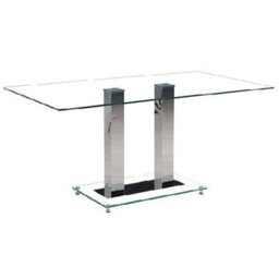 Furniture in Fashion Jet Large Clear Glass Dining Table With Chrome Supports - thumbnail 2