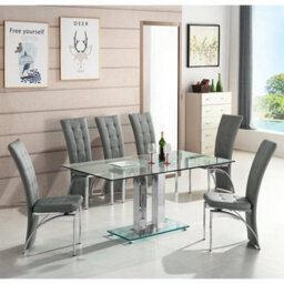 Furniture in Fashion Jet Large Clear Glass Dining Table With Chrome Supports - thumbnail 3