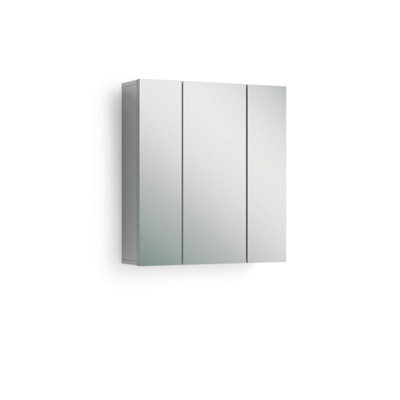 FurniComp LTD Furnicomp Vida 3 Door 60Cm White Gloss Mirrored Wall Mounted Bathroom Cabinet - image 1