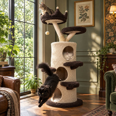 Bingopaw 160Cm Cat Tree Tower With 3 Condos, Crown Perch, Sisal Scratcher & Wide Stable Base - image 1
