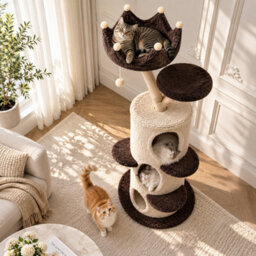 Bingopaw 160Cm Cat Tree Tower With 3 Condos, Crown Perch, Sisal Scratcher & Wide Stable Base - thumbnail 7