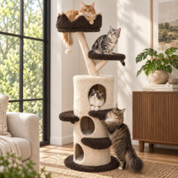 Bingopaw 160Cm Cat Tree Tower With 3 Condos, Crown Perch, Sisal Scratcher & Wide Stable Base - thumbnail 9