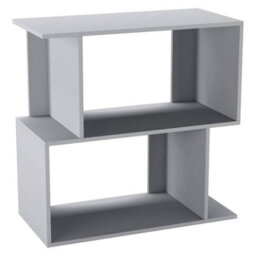 Urbn-Living Urbnliving 60Cm Width Grey 2-Tier Bookcase Irregular Storage Shelf Wooden Shelving Display Organiser Unit - thumbnail 3