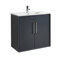 Homestylestore Anthracite 810mm Wall Hung Bathroom Vanity Unit With Basin And Chrome T Bar Handle - thumbnail 1