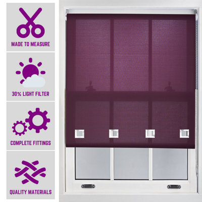 Furnished Daylight Roller Blind With Big Square Eyelets Free Cut Service - Aubergine (W)180Cm X (L)165Cm - image 1