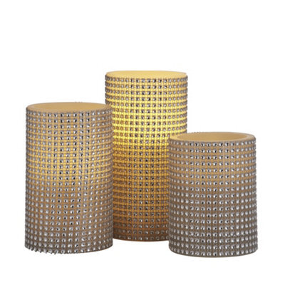 Lighting Collection Haimen Set Of 3 Diamante Led Candles - image 1