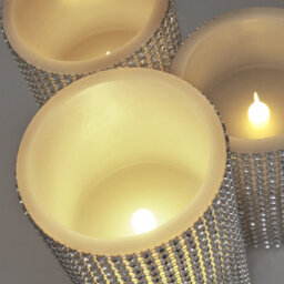 Lighting Collection Haimen Set Of 3 Diamante Led Candles - thumbnail 3