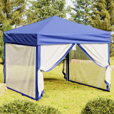 Walplus Folding Party Tent Garden Gazebo Canopy With Sidewalls Blue 3X3 M - image 1