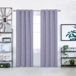 Deconovo Blackout Eyelet Curtains, Gold Diamond Printed Thermal Insulated Curtains, W46 X L90 Inch, Light Purple, One Pair - thumbnail 2