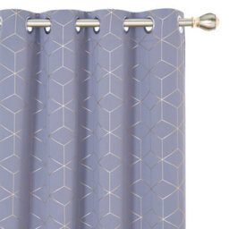 Deconovo Blackout Eyelet Curtains, Gold Diamond Printed Thermal Insulated Curtains, W46 X L90 Inch, Light Purple, One Pair - thumbnail 1