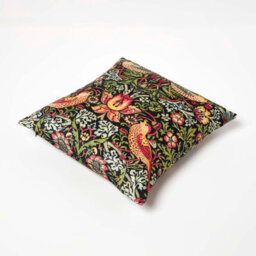Homescapes Navy William Morris Strawberry Thief Velvet Cushion - thumbnail 5