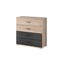 Arte Enhance Your Bedroom With The Stylish Bari Chest Of Drawers (900mm X 940mm X 420mm) In Oak San Remo & Black