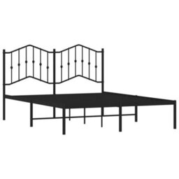 Berkfield Metal Bed Frame Without Mattress With Headboard Black 140X190Cm - thumbnail 4