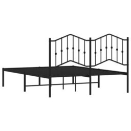 Berkfield Metal Bed Frame Without Mattress With Headboard Black 140X190Cm - thumbnail 7