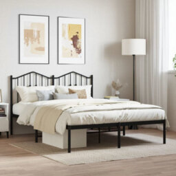 Berkfield Metal Bed Frame Without Mattress With Headboard Black 140X190Cm - thumbnail 1