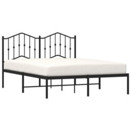 Berkfield Metal Bed Frame Without Mattress With Headboard Black 140X190Cm - thumbnail 3