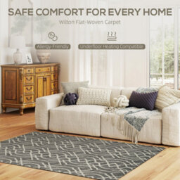 Homcom Easy-Cleaning Machine Washable Rug For Home, Patio, Garden, Grey - thumbnail 4