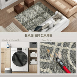 Homcom Easy-Cleaning Machine Washable Rug For Home, Patio, Garden, Grey - thumbnail 6