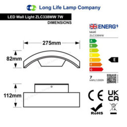 Long Life Lamps Company Modern Curved 7W Led Outdoor Wall Light Warm White Zlc338Ww - thumbnail 2