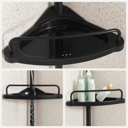 Bathroom Corner Shelf Adjustable Black Telescopic Shower Caddy Storage Organiser - thumbnail 7