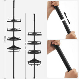 Bathroom Corner Shelf Adjustable Black Telescopic Shower Caddy Storage Organiser - thumbnail 9