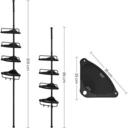 Bathroom Corner Shelf Adjustable Black Telescopic Shower Caddy Storage Organiser - thumbnail 8