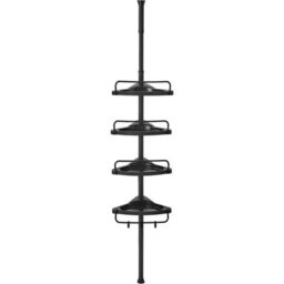 Bathroom Corner Shelf Adjustable Black Telescopic Shower Caddy Storage Organiser - thumbnail 3