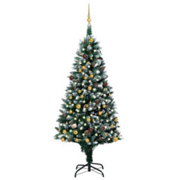 Berkfield Artificial Christmas Tree With Leds&ball Set&pinecones 210 Cm - thumbnail 1