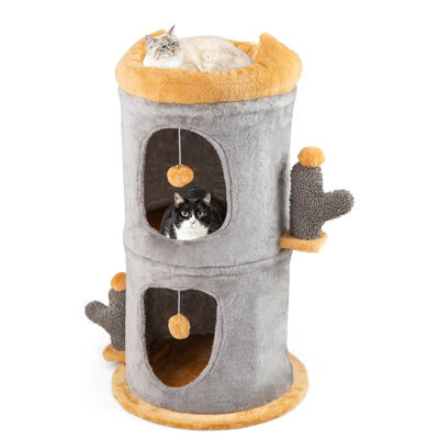 Costway 2-Story Cat House Cute Small Cat Tree Tower W/ 2 Cozy Condos - image 1