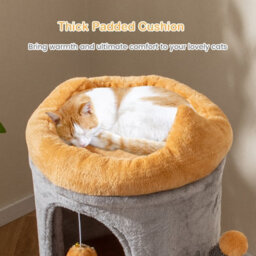 Costway 2-Story Cat House Cute Small Cat Tree Tower W/ 2 Cozy Condos - thumbnail 3