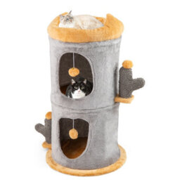 Costway 2-Story Cat House Cute Small Cat Tree Tower W/ 2 Cozy Condos - thumbnail 1
