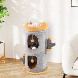 Costway 2-Story Cat House Cute Small Cat Tree Tower W/ 2 Cozy Condos - thumbnail 8