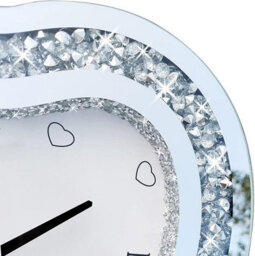 Biznest Heart-Shaped Crystal Mirrored Wall Mounted Clock Silver Crushed Diamond Glass Roman Numeral Display Home Office Decor 30Cm - thumbnail 5