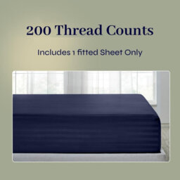 Oxford Homeware Navy Satin Stripe Fitted Sheet 40Cm Extra Deep Pocket Soft Easy Care Bedding Sheet (W)152Cmx(L)200Cm (King) - thumbnail 3