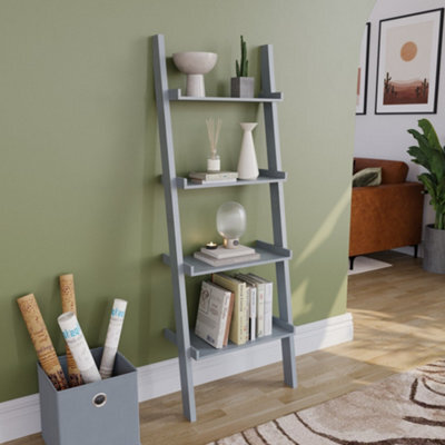 Lassic Vida Designs York Grey 4 Tier Ladder Bookcase Freestanding Open Shelf (H)1540mm (W)560mm (D)290mm - image 1