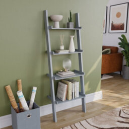 Lassic Vida Designs York Grey 4 Tier Ladder Bookcase Freestanding Open Shelf (H)1540mm (W)560mm (D)290mm - thumbnail 1
