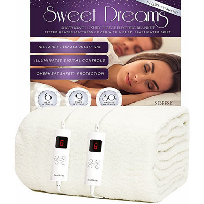 Sweet Dreams Luxury Fleece Electric Blanket Superking Size, Machine Washable Underblanket, Digital Control, Overheat Protection - image 1