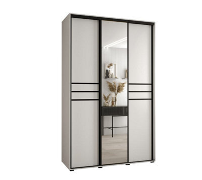 Arte Cannes Xi Mirrored Sliding Door Wardrobe W150Cm - Bright White Storage For Contemporary Living - image 1