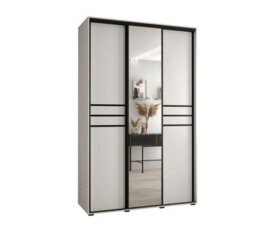 Arte Cannes Xi Mirrored Sliding Door Wardrobe W150Cm - Bright White Storage For Contemporary Living - thumbnail 1