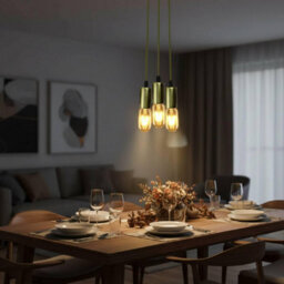 Industrial Brass Pendant Light Fixture 3 Light  Adjustable Hanging Ceiling Lamp For Kitchen Island & Dining Table - thumbnail 4