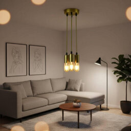 Industrial Brass Pendant Light Fixture 3 Light  Adjustable Hanging Ceiling Lamp For Kitchen Island & Dining Table - thumbnail 6