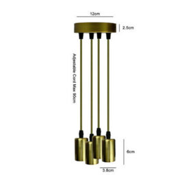 Industrial Brass Pendant Light Fixture 3 Light  Adjustable Hanging Ceiling Lamp For Kitchen Island & Dining Table - thumbnail 2