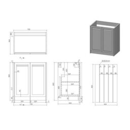 Royal Bathrooms Royal Bathroom Elmore 700mm Matt Pebble Grey Freestanding Vanity Unit 2 Door With Plain White Worktop & No Basin - thumbnail 8